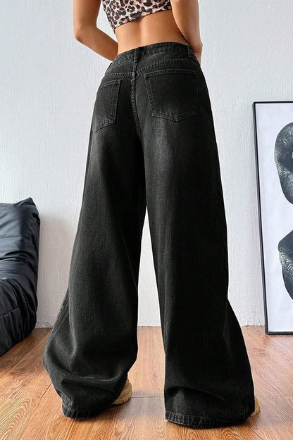 Vintage Washed Wide-Leg Jeans