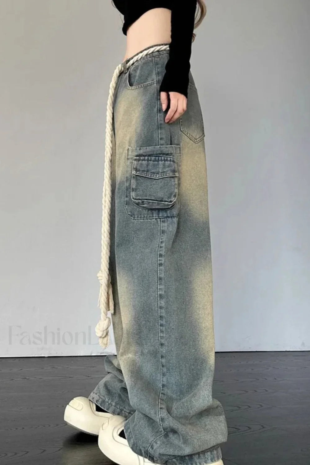 Wide Leg Patchwork Heart Jeans