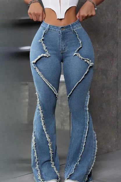 Wide Leg Cargo Multi Pocket Denim Jeans