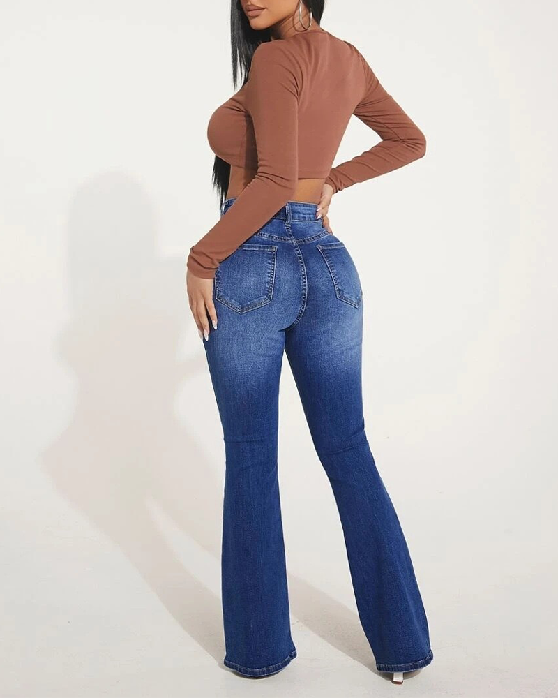 High-Rise Stretch Slightly Flared Jeans
