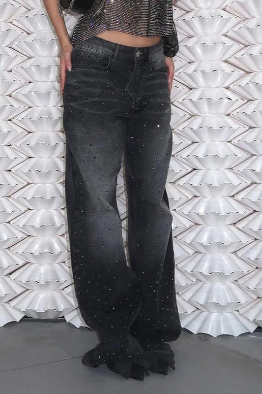 Vintage Rhinestone Low Waisted Jeans