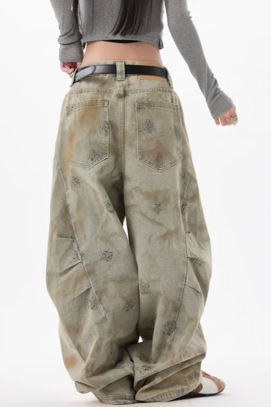 Distressed Wide Leg Loose Jeans