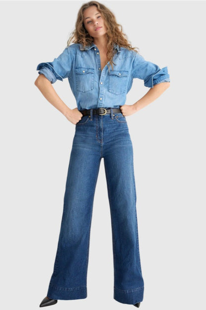 Wide Leg Stretch High Waist Relaxed Jeans