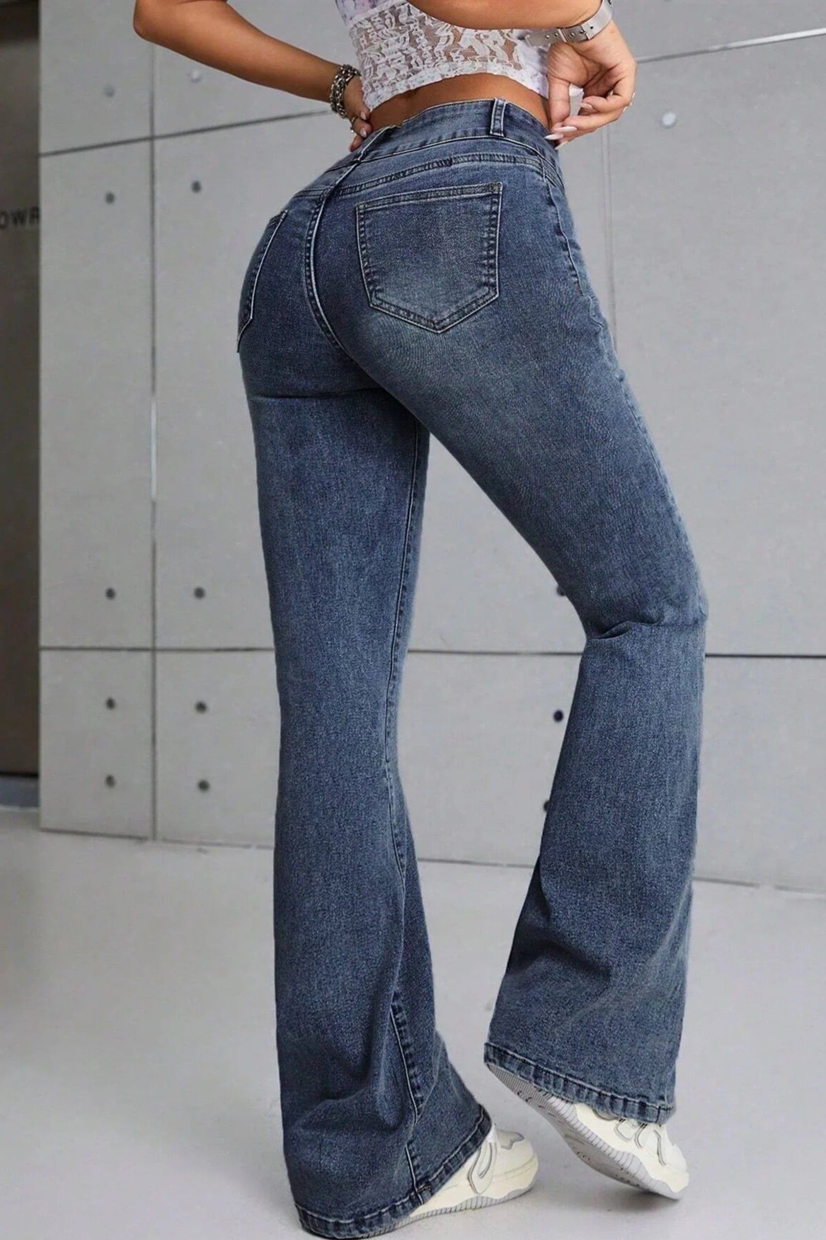Slim Fit Washed Flare Denim Jeans