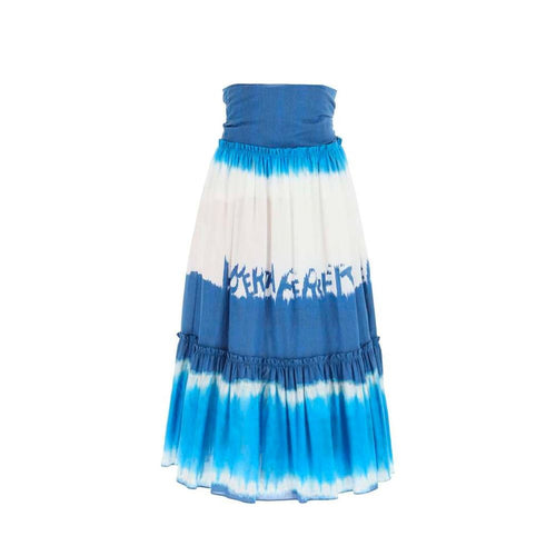 Alberta Ferretti Blue Cotton Midi Skirt