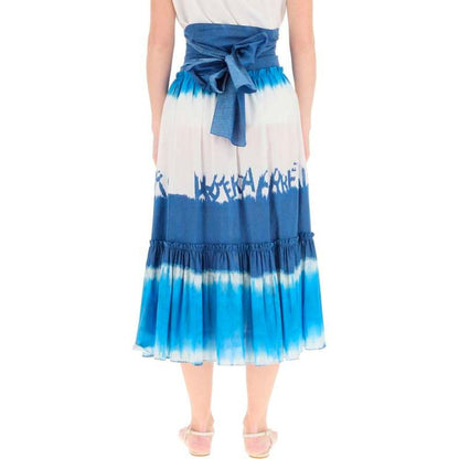 Alberta Ferretti Blue Cotton Midi Skirt