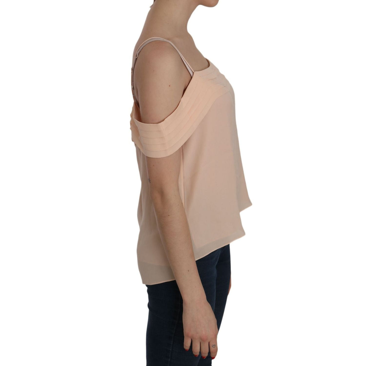 Alexander Wang Orange Off Shoulder Strap Square Neck Top Blouse