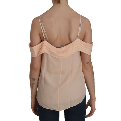 Alexander Wang Orange Off Shoulder Strap Square Neck Top Blouse