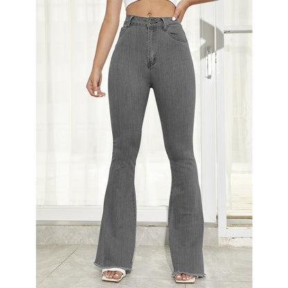 DressBetty - Benuynffy Button Fly Women's Raw Hem Flare Jeans