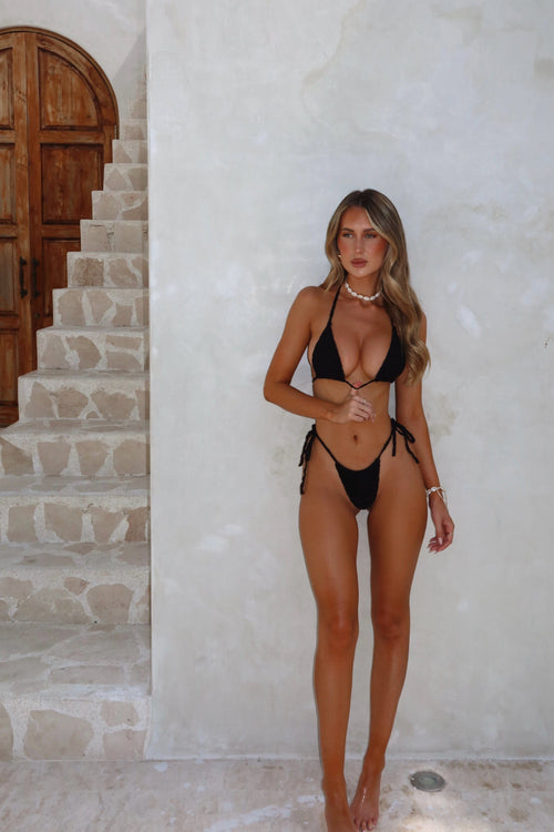 Paloma Bikini Top Black Towelling