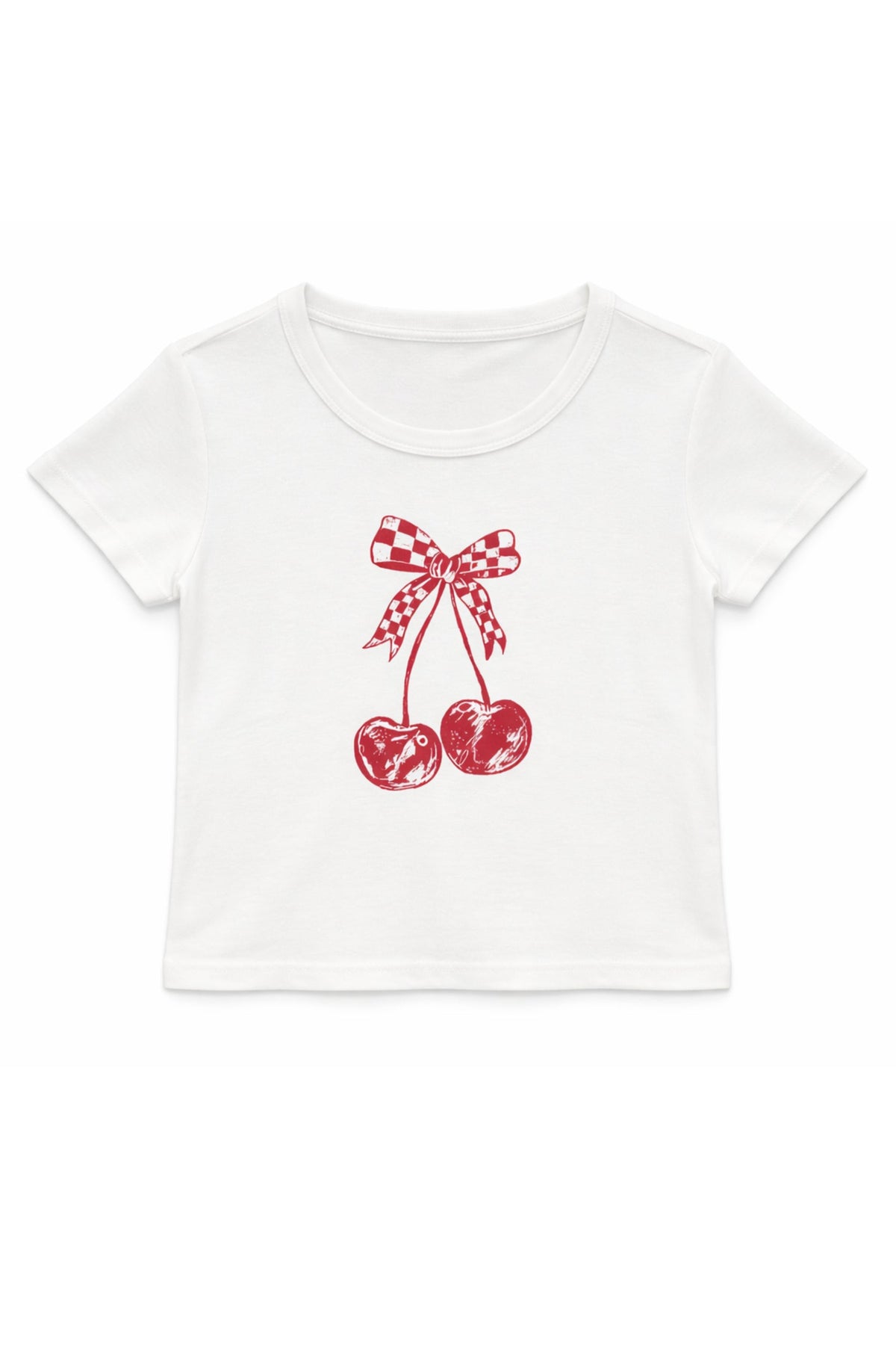 TWEEN CHECKERED CHERRY TEE