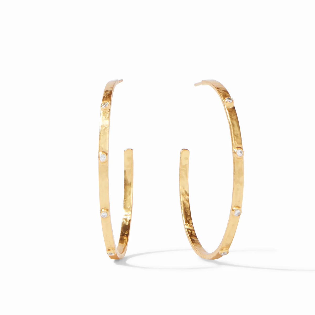Crescent Stone Hoop - Gold
