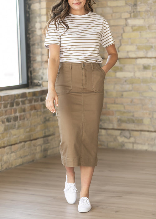 Erica Cotton Twill Midi Skirt - FINAL SALE