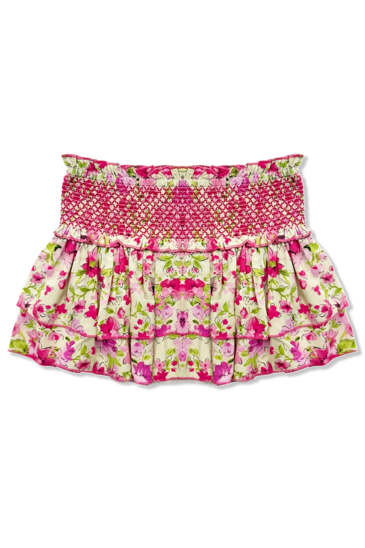 JUNIOR DOMINIQUE PRINTED SMOCKED WAIST RUFFLE SKORT - FINAL SALE