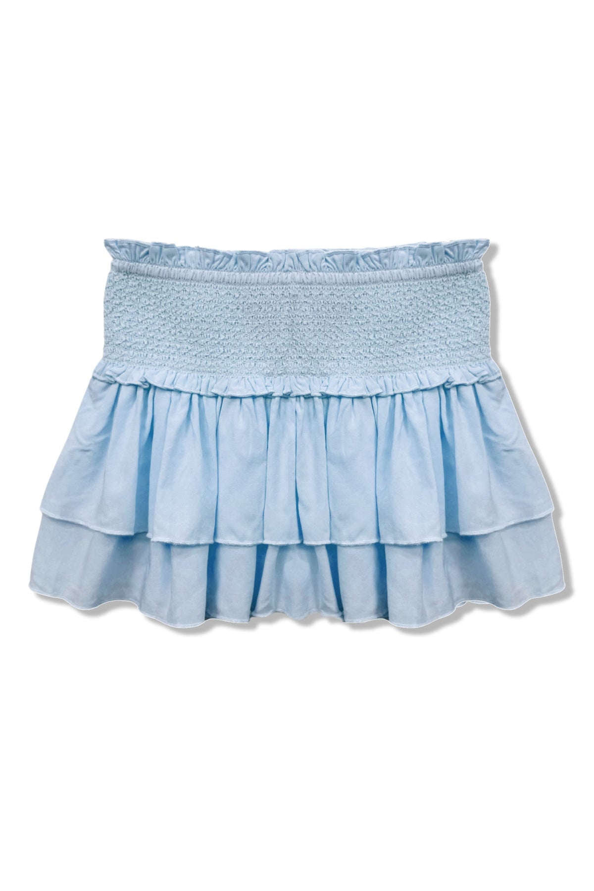 JUNIOR DOMINIQUE SOLID SMOCKED WAIST RUFFLE SKORT