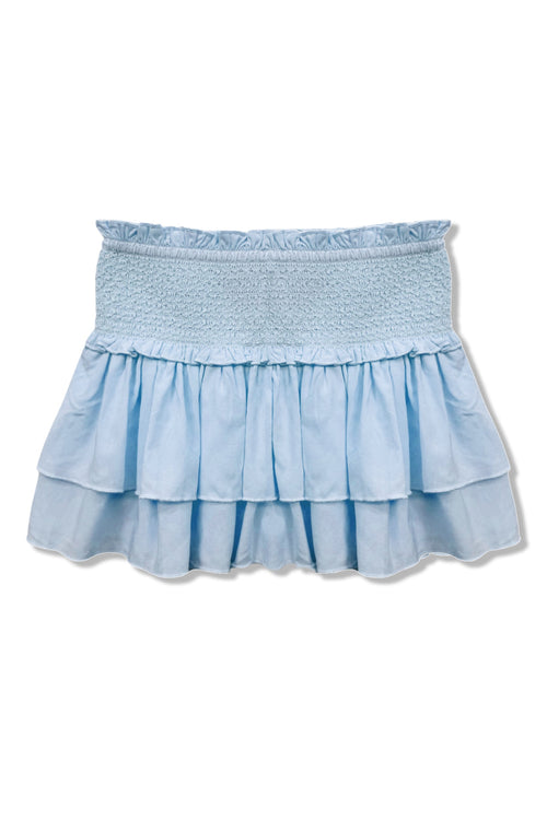 JUNIOR DOMINIQUE SOLID SMOCKED WAIST RUFFLE SKORT