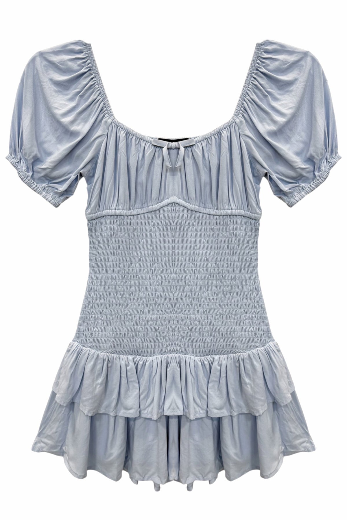 JUNIOR ELLIE SOLID PUFF SLEEVE DAY DRESS