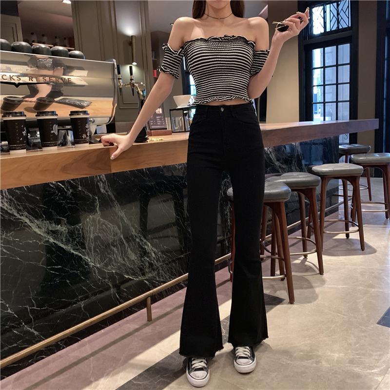 DressBetty - Casual High Waist Slim Flare Jeans High Street Vintage Stretchable Boot Cut Denim Pants