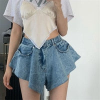 DressBetty - Sexy Denim Shorts with Tassel Pockets Mini Short Jeans