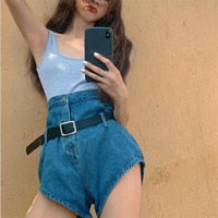 DressBetty - Sexy Denim Shorts with Tassel Pockets Mini Short Jeans