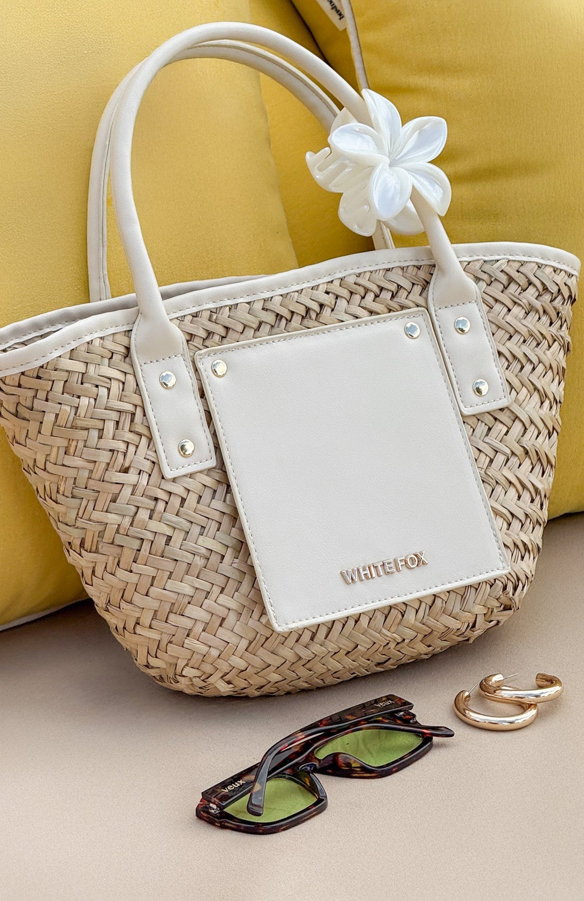 Vivienne Straw Top Handle Bag Cream
