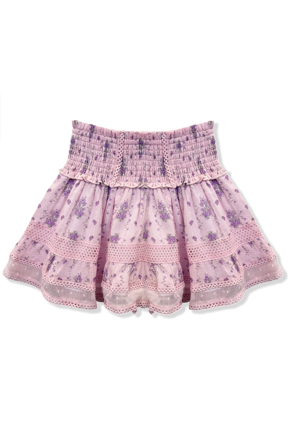 TWEEN LARA PRINTED LACE TRIM RUFFLE SKIRT - FINAL SALE
