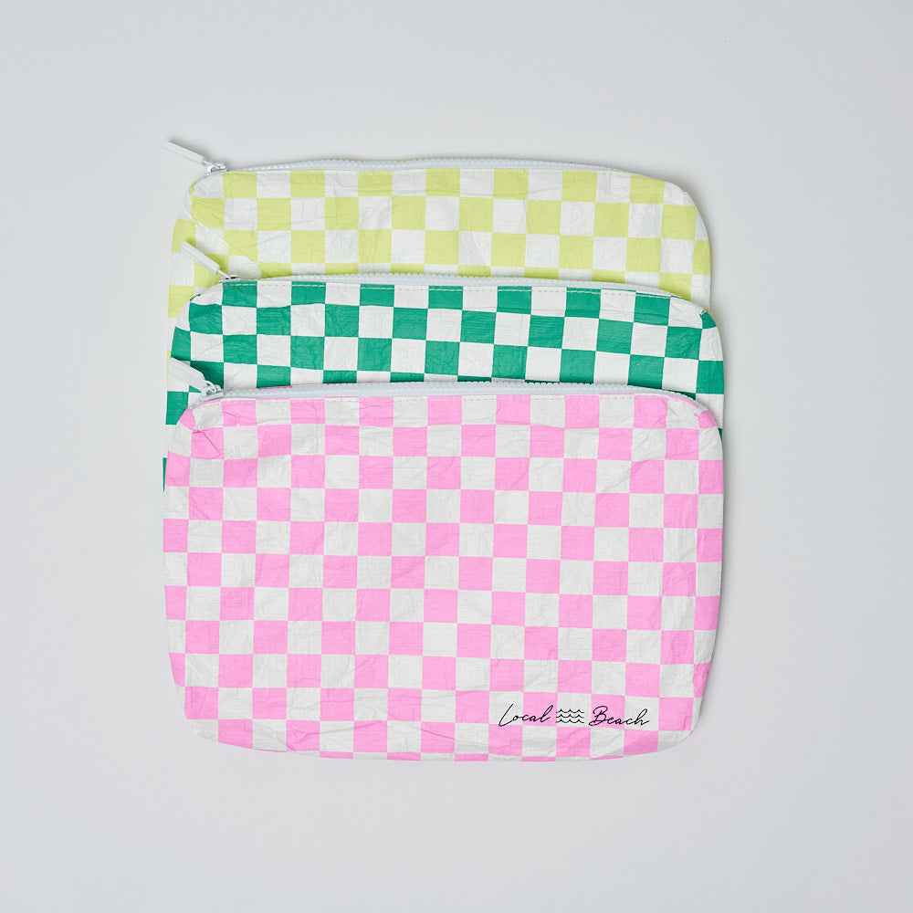 Yellow Checker Water Resistant Pouch