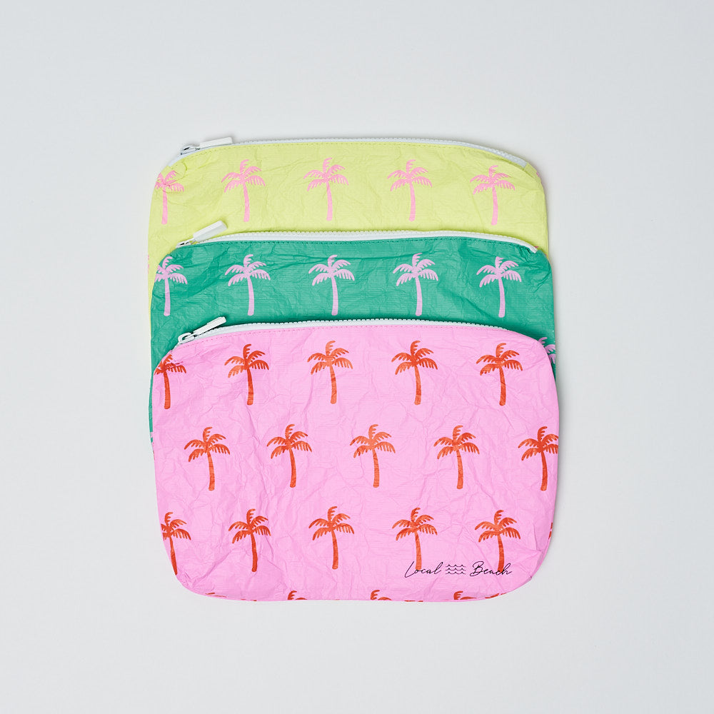 Green Neon Palms Water Resistant Tyvek Printed Pouch