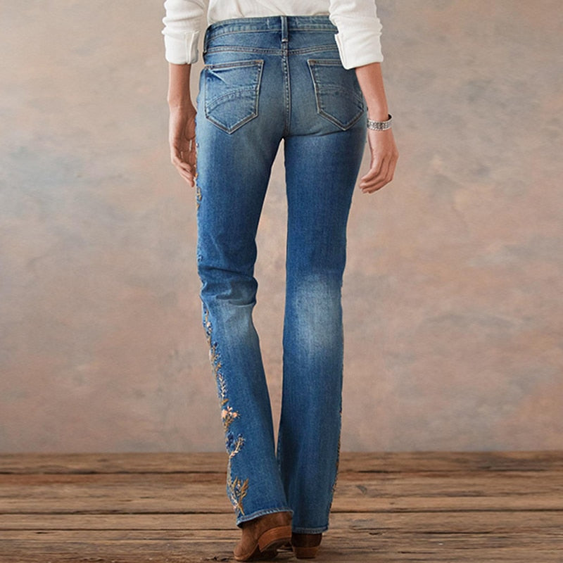 DressBetty - Ladies Jeans Retro Printed Denim Trousers Loose Straight Washed Fashion Mom Casual Thin Blue Pants 90s