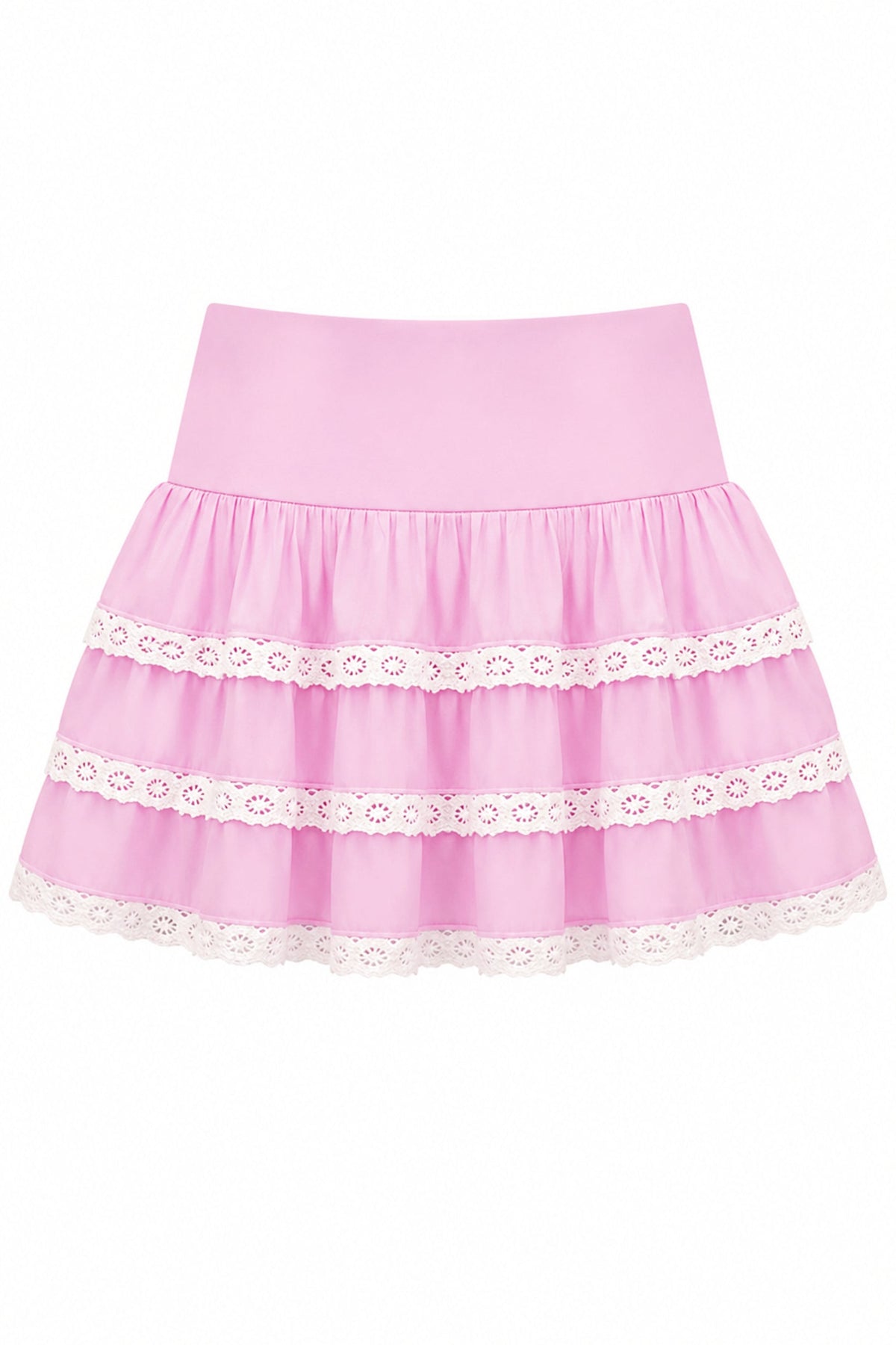 TWEEN MELODY SOLID DROP WAIST LACE TRIM SKIRT