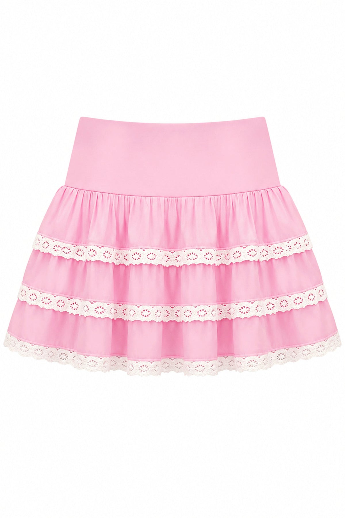 TWEEN MELODY SOLID DROP WAIST LACE TRIM SKIRT