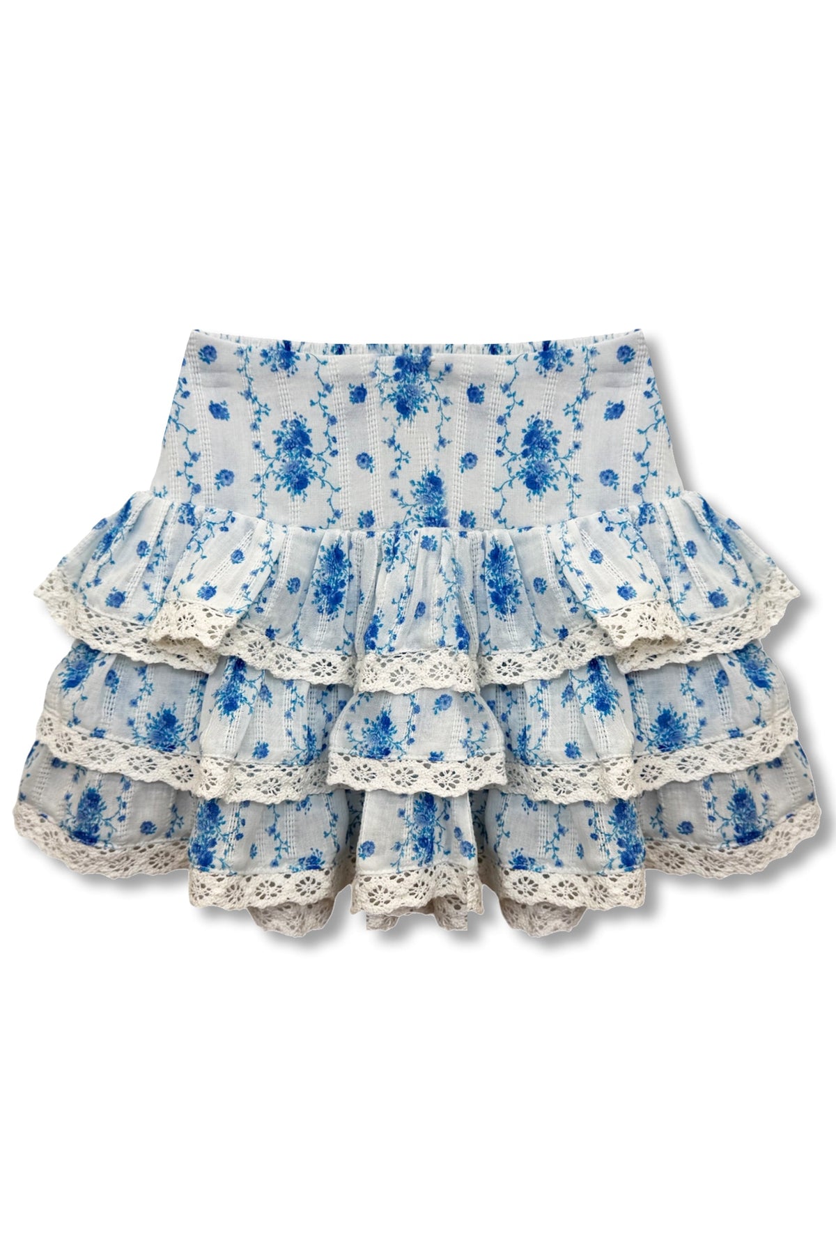 TWEEN MELODY PRINTED DROP WAIST LACE TRIM SKIRT - FINAL SALE