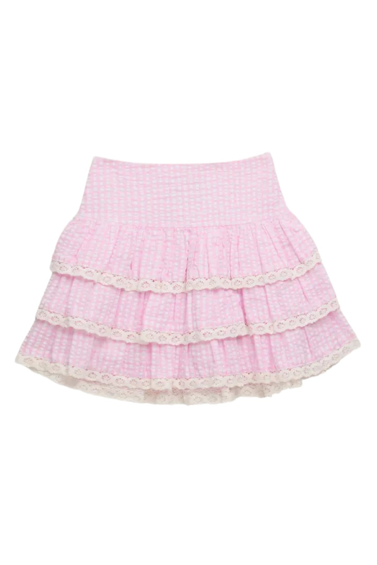 TWEEN MELODY PRINTED DROP WAIST LACE TRIM SKIRT - FINAL SALE