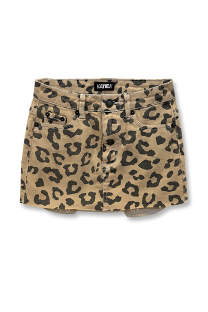 JUNIOR MIAMI PRINTED DENIM SKIRT