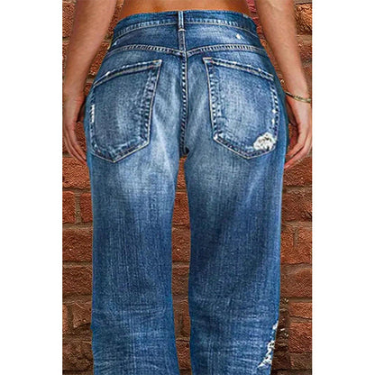 DressBetty - Broken Hole Casual Straight Leg Jeans