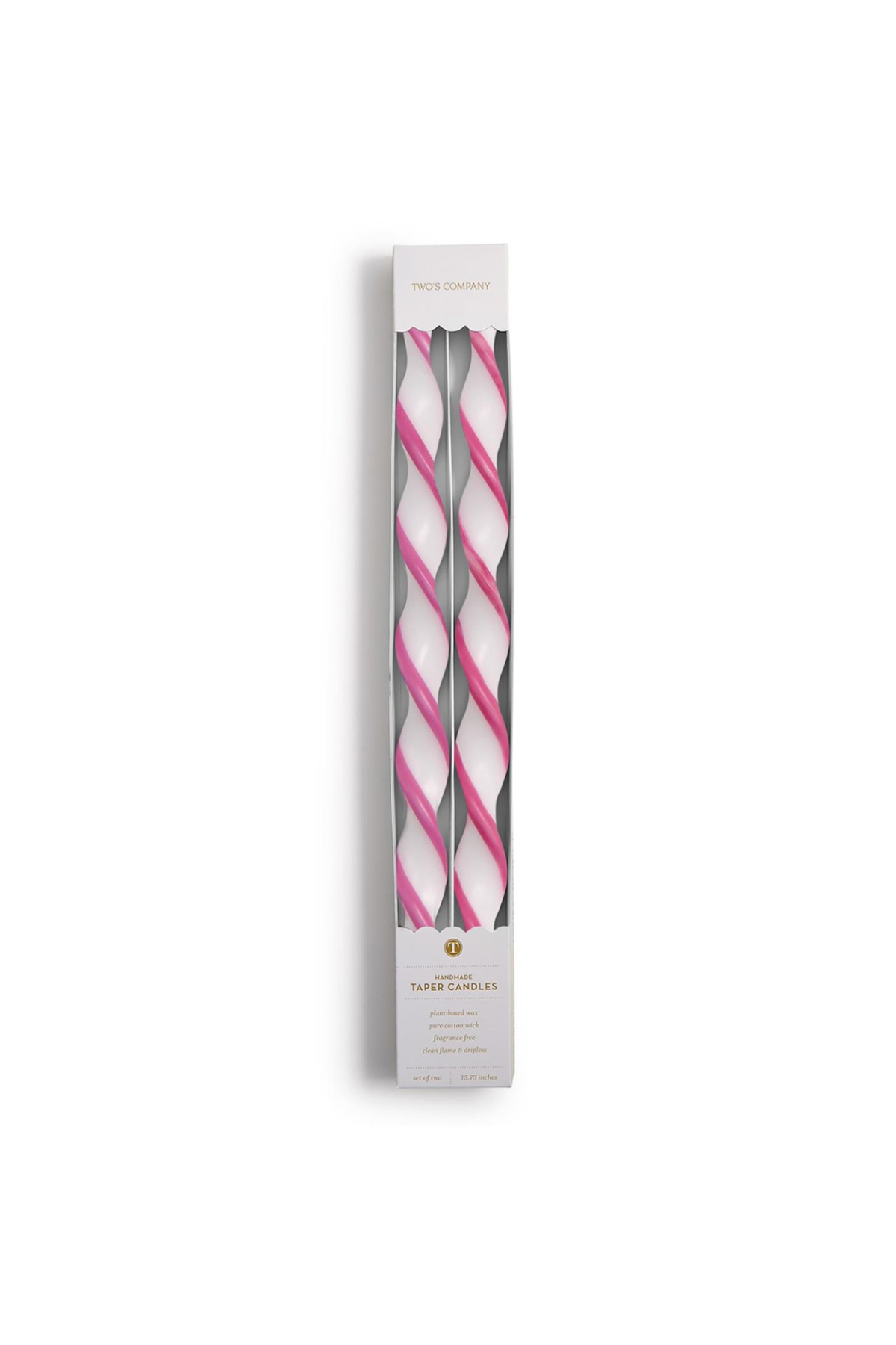 Twist and Glow Pink Ribbon 15 3/4" Twist Taper Candles
