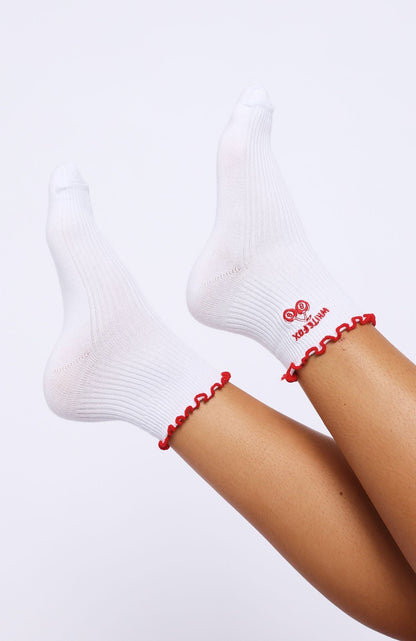 With Love In The Moment Socks White/Red