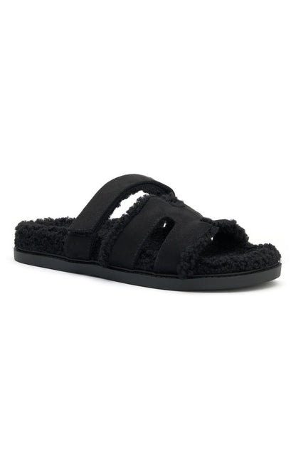 Sandra Shearling Sandals Black