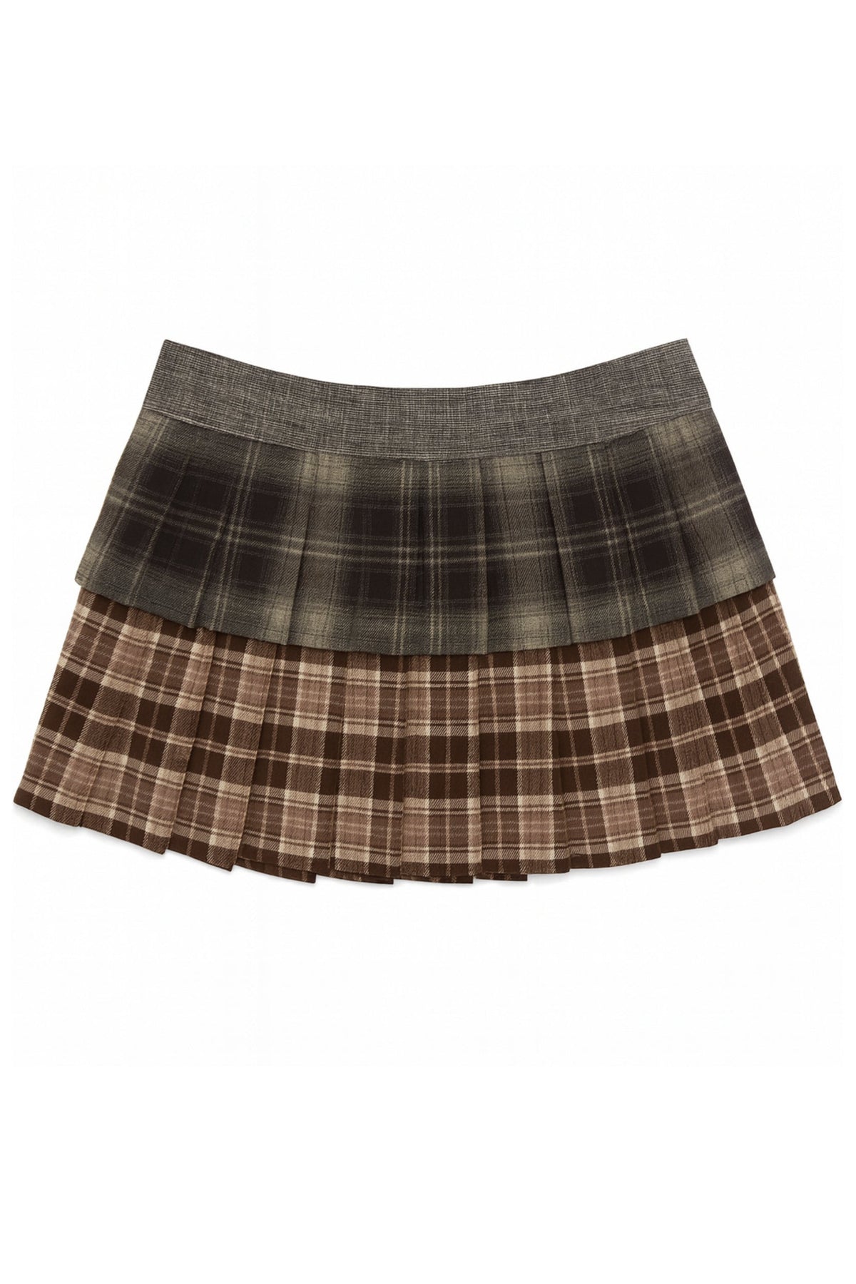 JUNIOR RAQUEL TIERED MIXED PLAID SKIRT