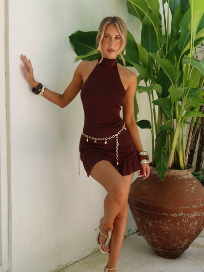 Rolo Mini Dress Chocolate