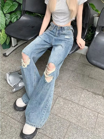 DressBetty - 2024 Summer Holes High Waist Retro Jeans
