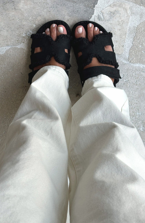 Sandra Shearling Sandals Black