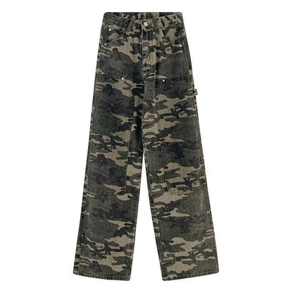 DressBetty - Streetwear Camouflage High Waist Cargo Pants Straight Jeans