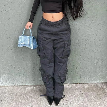 DressBetty - 2024 Y2K High Waist Wide Leg Streetwear Cargo Jeans