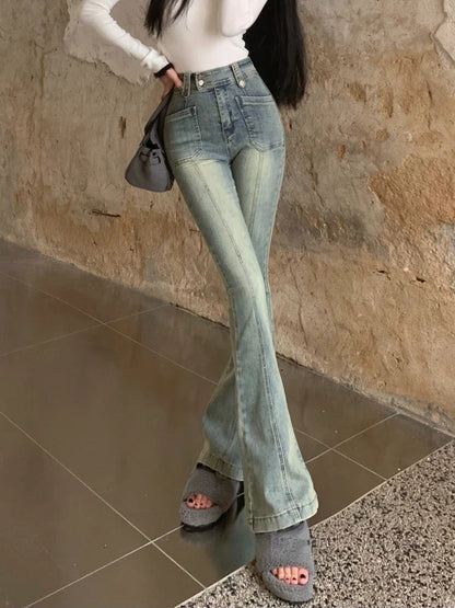 DressBetty - Chic Skinny Flare Winter Y2K High Waist Casual Jeans
