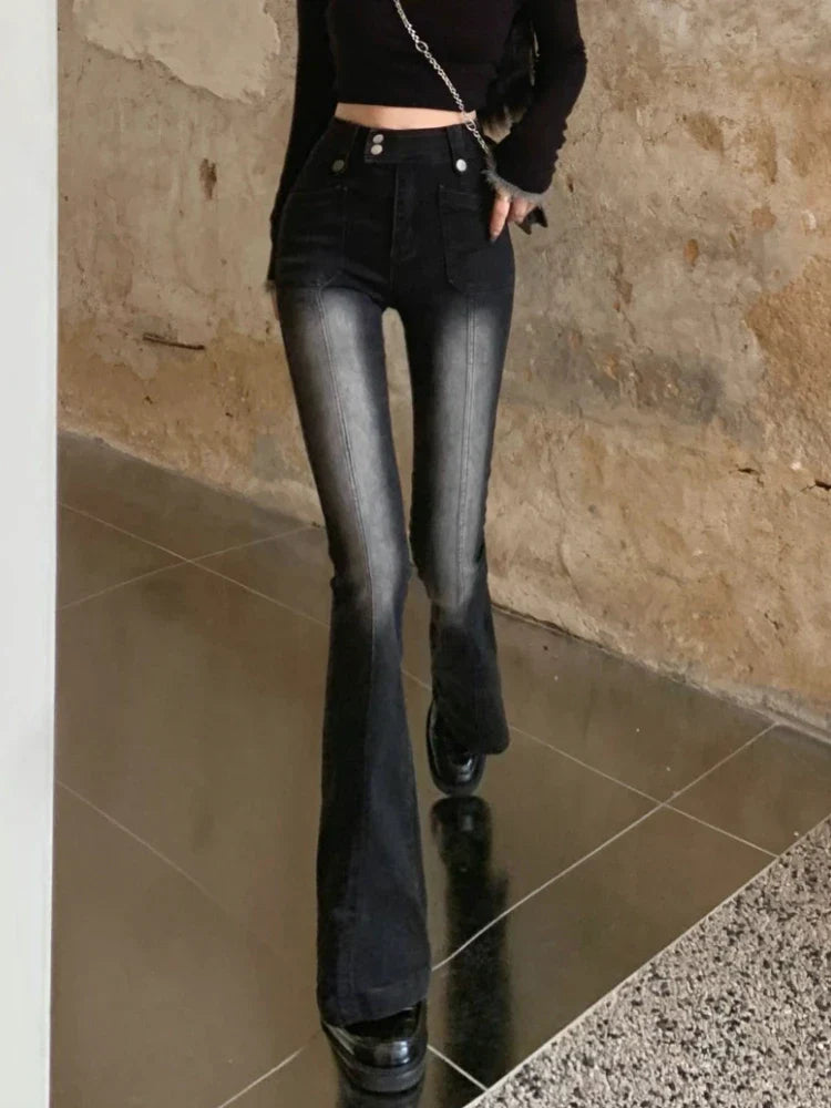 DressBetty - Chic Skinny Flare Winter Y2K High Waist Casual Jeans