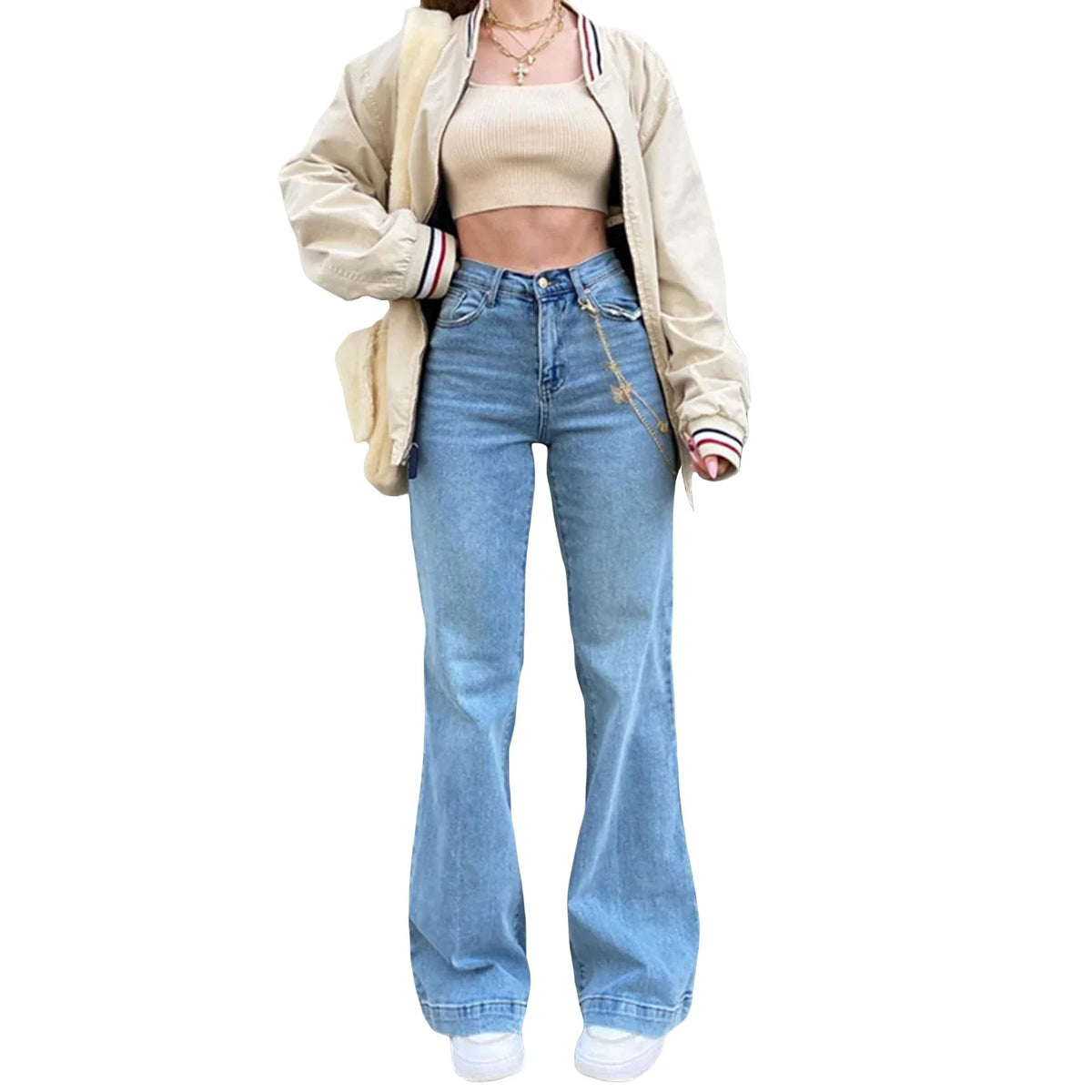 DressBetty - 2024 High Waist Bell Bottom Stretchy Denim Flared Women's Jeans