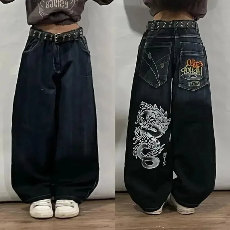 Y2K Streetwear Baggy Jeans Men Hip Hop Vintage Wide Leg Pants