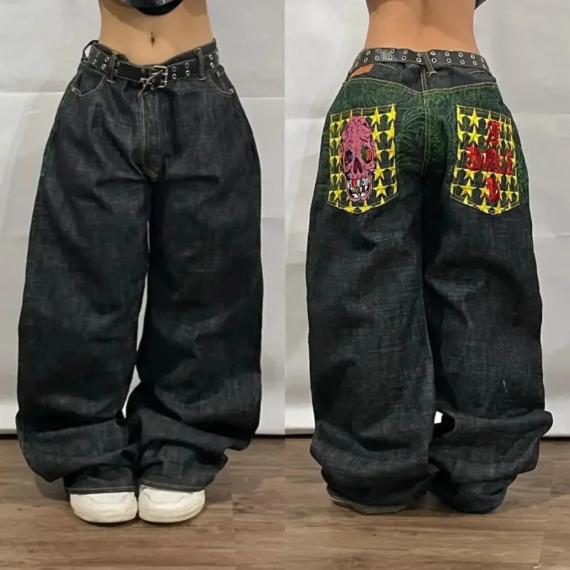 Y2K Streetwear Baggy Jeans Men Hip Hop Vintage Wide Leg Pants