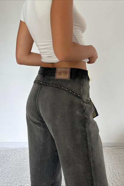 Vintage Patchwork Straight-Leg Jeans